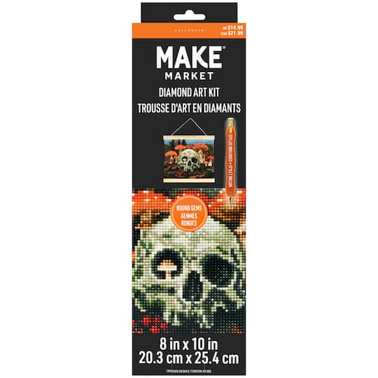 8" x 10" Skull & Mushrooms Diamond Art Kit with Magnetic Wood Frame by Make Market®